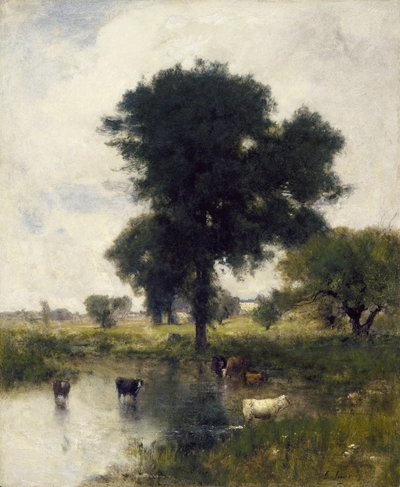 Storfe i bassenget (A Summer Landscape), 1880 av George Snr. Inness