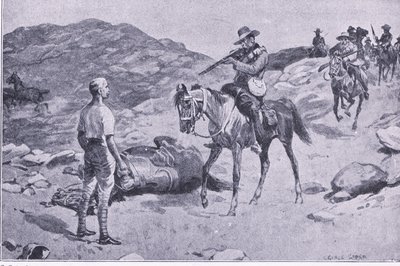 En galant gjerning på marsj til Hoopstad, After Pretoria: The Guerilla War utgitt av Harmsworth Bros Limited 1901 av George Soper