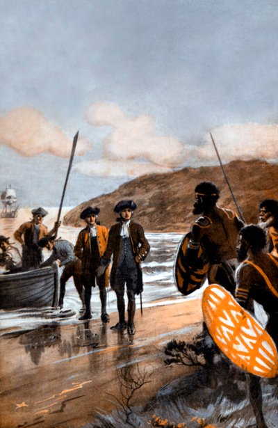 Captain Cooks første landing ved Botany Bay av George Soper