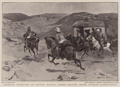 Imperial Yeomanry in Action, Pagets hest jager boerne utenfor Lichtenberg av George Soper