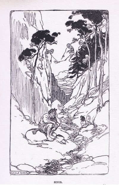 Sinis, fra The Heroes utgitt av George Allen og Unwin 1929 (farge litho) av George Soper