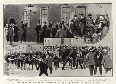 Generalstreiken i Firenze, hverdagsscener i gatene av George Soper