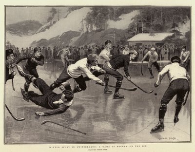 Vintersport i Sveits, et hockeyspill på isen av George Soper