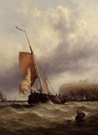 Fiskebåt i grov sjø av George Stainton