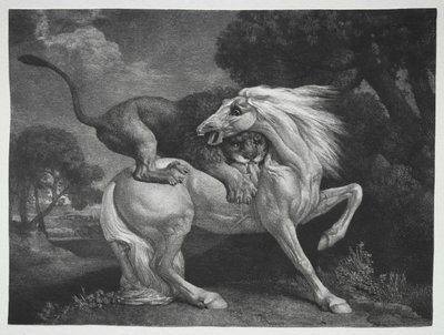 En hest angrepet av en løve, 1788. av George Stubbs