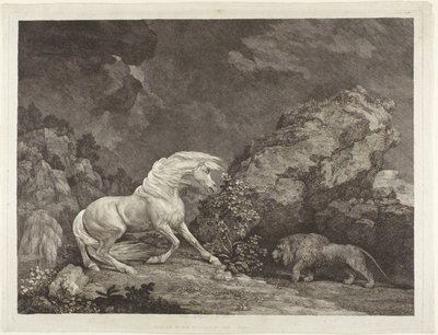 En hest som er skremt av en løve av George Stubbs