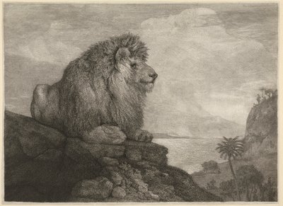 En løve [En løve hviler på en stein] av George Stubbs