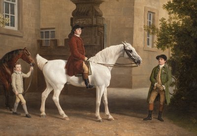 Detalj fra William Henry Cavendish Bentinck, 3. hertug av Portland foran Welbeck Abbey Riding Stables, 1766-7 av George Stubbs