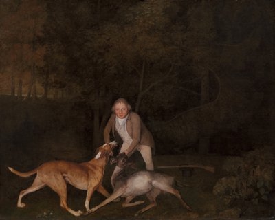 Freeman, jarlen av Clarendons viltvokter, med en døende doe og hund, 1800. av George Stubbs