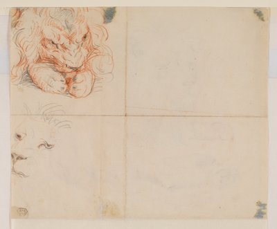Hode og poter til en løve, verso, 1700- eller 1800-tallet av George Stubbs