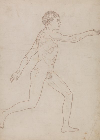 Menneskeskikkelse, sett fra siden (oversiktsstudie i motsatt av tabell VIII) av George Stubbs