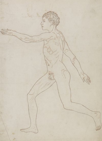 Studie av den menneskelige figuren, sidevisning, fra 