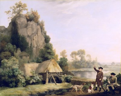 Two Gentlemen Going a Shooting, with a View of Creswell Crags, Taket on the Spot (olje på lerret) av George Stubbs