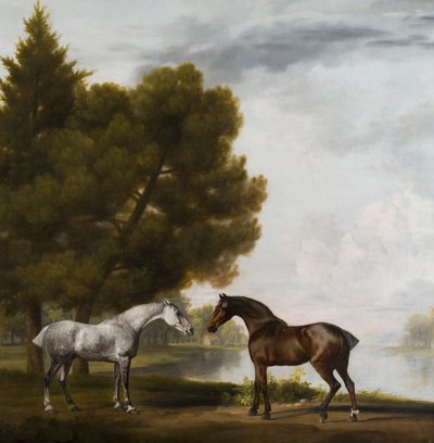 Two Horses Communing in a Landscape, ca. 1765-80 (olje på lerret) av George Stubbs