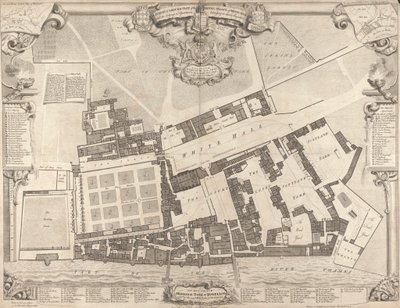 En undersøkelse og grunntomt av det kongelige palasset i Whitehall av George Vertue