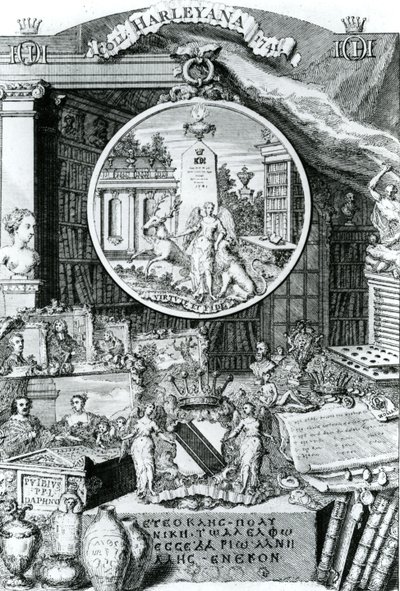 Bookplate of Lord Harley, 1741 av George Vertue