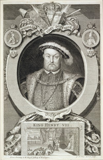 Henry VIII (1491-1547), etter et maleri i Royal Gallery i Kensington av George Vertue