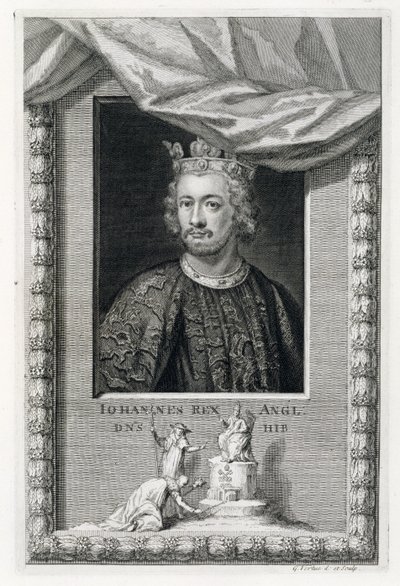 John (1167-1216) Konge av England fra 1199, gravert av kunstneren (gravering) av George Vertue