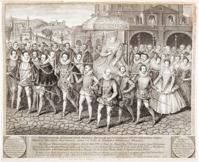 Kongelig prosesjon av dronning Elizabeth I, c1580 1744 av George Vertue