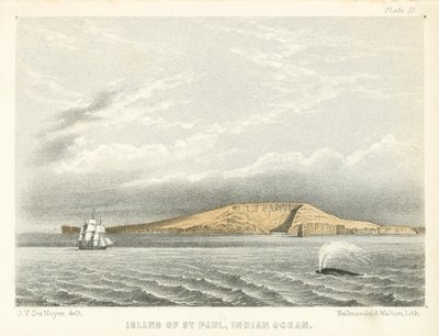 Øya St. Paul, Det indiske hav (farget gravering) av George Victor Du Noyer