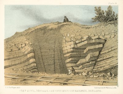 Trap Dyke, Dundalk og Enniskillen jernbane, Irland (farget gravering) av George Victor Du Noyer
