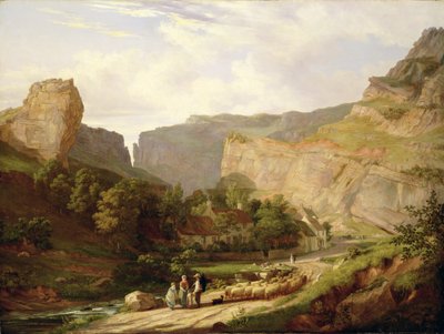 En utsikt over Cheddar Gorge (olje på lerret) av George Vincent