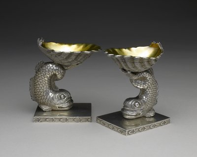 Et par saltskåler, ca. 1843-1850 (sølv og sølv forgylling) av George W. Stewart