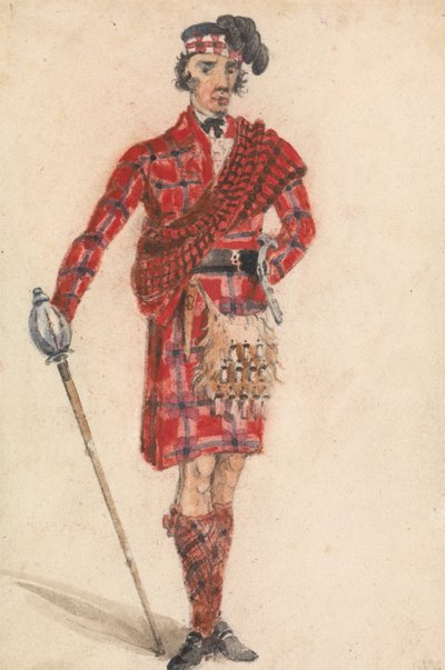 Skotte med sverd; Moderne kjole av en Highland Chieftan av George Walker