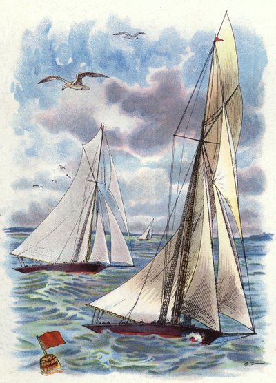 A Yacht Race (farge litho) av George Washington Lambert