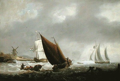 Frakt av en nederlandsk elvemunning (olje på lerret) av George Webster