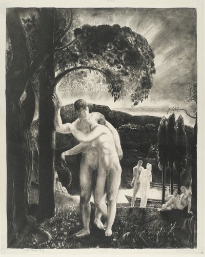 Amour, Men Like Gods-serien, 1923 (litho på vevd papir) av George Wesley Bellows