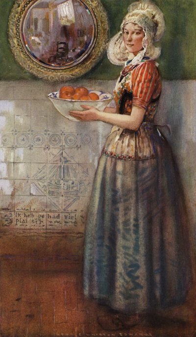 The Bowl of Appelsin (farge litho) av George Wharton Edwards