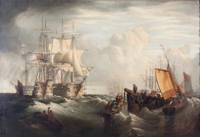 'Å gå anker ved Spithead', 1859 av George William Mote
