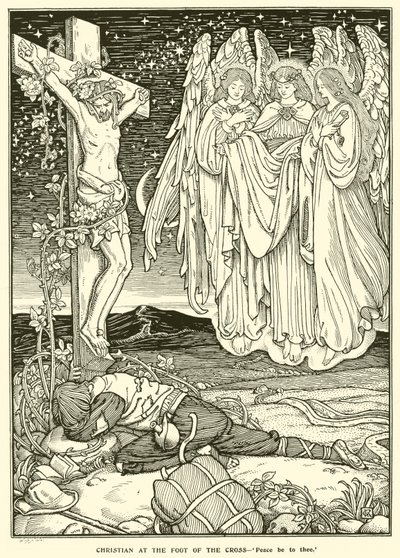 Kristen ved foten av korset (gravering) av George Woolliscroft Rhead
