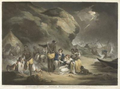 African Hospitality, pub.1791 (håndfarget gravering) av George after Morland
