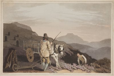 The Peat Cart, fra The Costume of Yorkshire, gravert av Robert Havell, 1814 (håndfarget akvatint) av George after Walker