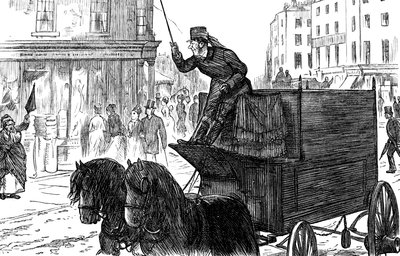 Et travelt gatebilde i London av George du Maurier