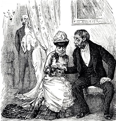 En tegneserie som kommenterer populariteten til palmistry blant de velstående. Illustrert George du Maurier (1834-1896), en fransk-britisk tegneserieskaper og forfatter av George du Maurier