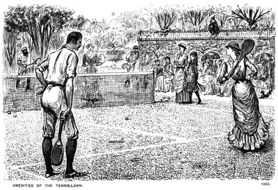 Fasiliteter på Tennis Lawn, 1883 1891. av George du Maurier