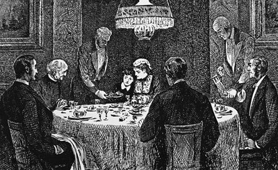 En overklassefamilie ved bordet av George du Maurier