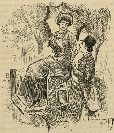 Flørting. Illustrasjon av George du Maurier (1834-1896) publisert 1882. av George du Maurier
