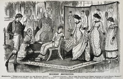 George du Maurier tegneserie om den fasjonable estetiske bevegelsen i dekorativ kunst. Fra ''Punch'', London av George du Maurier