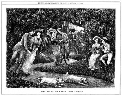 Økende popularitet til rulleskøytene. George du Maurier tegneserie fra Punch av George du Maurier