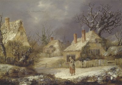 Et vinterlandskap (olje på lerret) av George of Chichester Smith