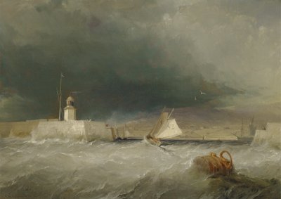 Havn på en stormfull dag av George the Elder Chambers
