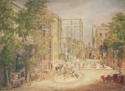 Laying the Foundations of the Lycian Room, British Museum, 1845 (wc på papir) av George the Elder Scharf