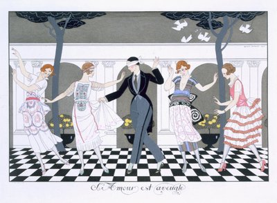 Love is Blind, gravert av Henri Reidel av Georges (after) Barbier