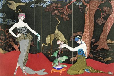 The Fashion for Lacquer, gravert av Henri Reidel av Georges (after) Barbier