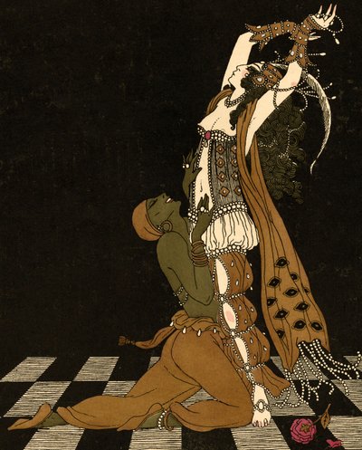 Vaslav Nijinsky og Ida Rubinstein i Schéhérazade av Georges (after) Barbier