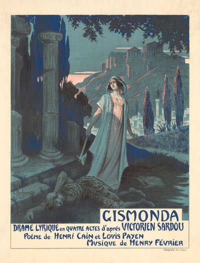 Plakat for teaterstykket Gismonda av V. Sardou, 1919. av Georges Antoine Rochegrosse